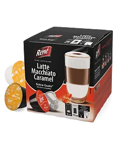 Caf&eacute; Ren&eacute; Latte Macchiato Caramel package and capsule for Dolce Gusto
