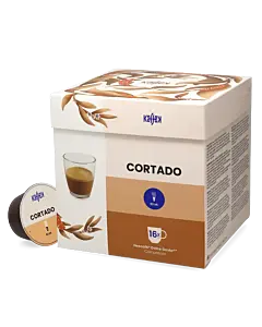 Kaffekapslen Cortado package and capsule for Dolce Gusto