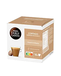 Nescaf&eacute; Cortado Espresso Macchiato package and capsule for Dolce Gusto