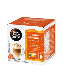 Nescaf&eacute; Latte Macchiato Caramel package and capsule for Dolce Gusto