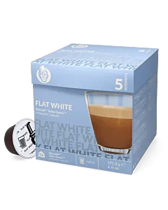 Kaffekapslen Flat White package and capsule for Dolce Gusto
