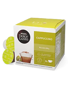 Nescaf&eacute; Cappuccino package and capsule for Dolce Gusto