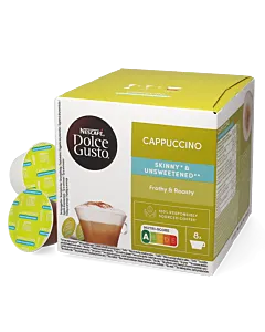 Nescaf&eacute; Cappuccino Skinny & Unsweetened package and pod for Dolce Gusto
