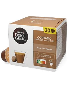 Nescaf&eacute; Cortado 30 package and capsule for Dolce Gusto
