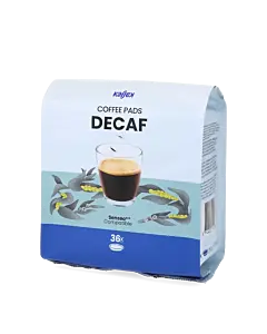 Kaffekapslen Decaf 36 package and pods for Senseo