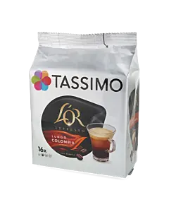 L'OR Lungo Colombia package and capsule for Tassimo

